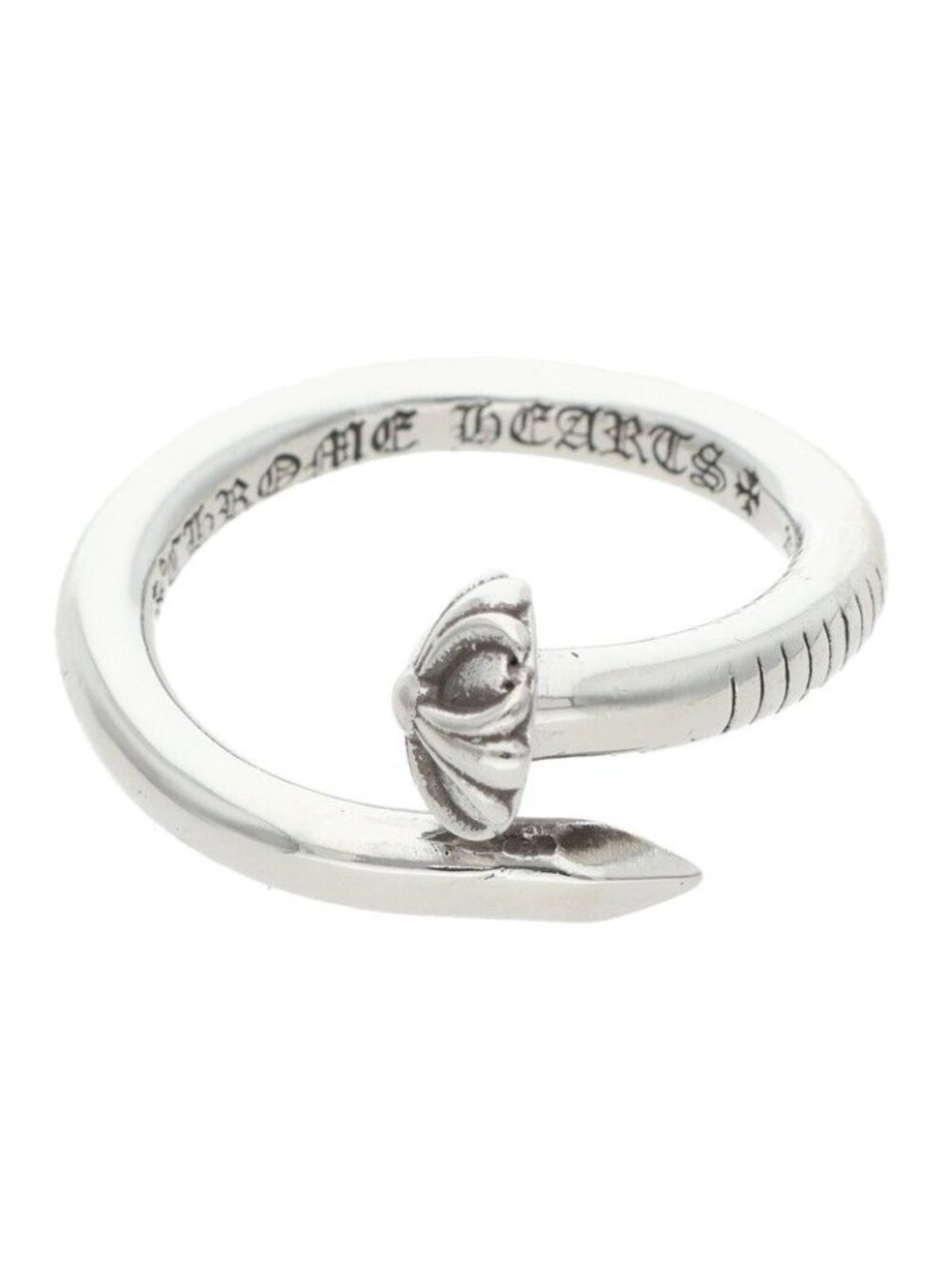 Chrome Hearts Nail Crsball Cross Ball Silver Ring